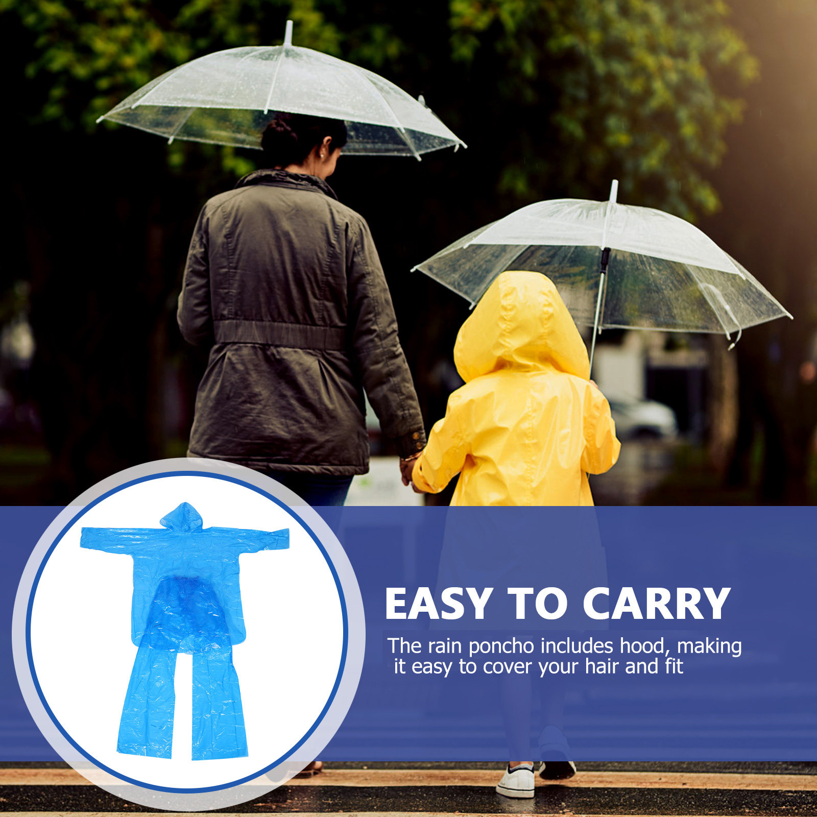 Emergency Poncho Rain - Set di poncho antipioggia di emergenza,