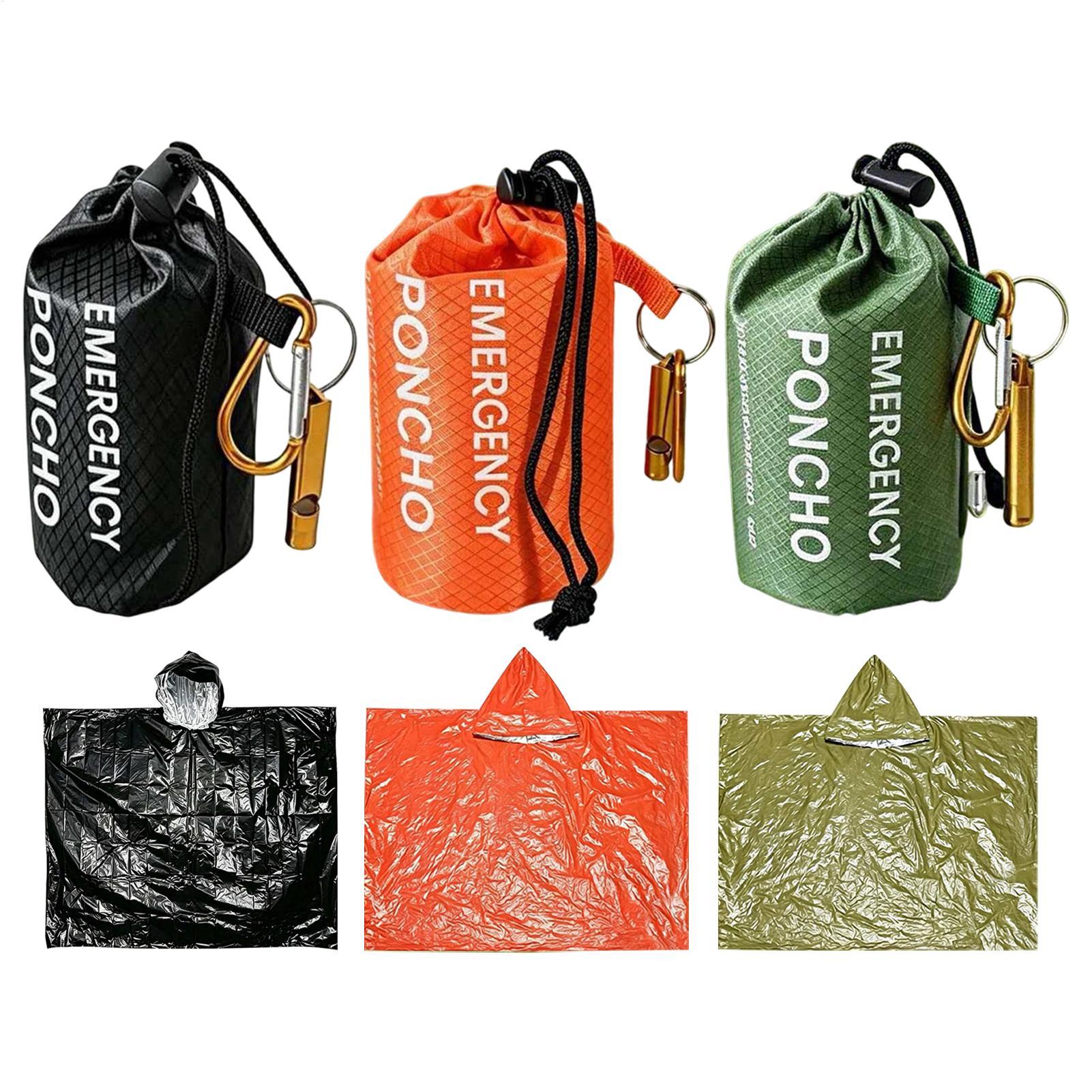 Survival Blanket Reflective - 3 pezzi: poncho impermeabile termico per